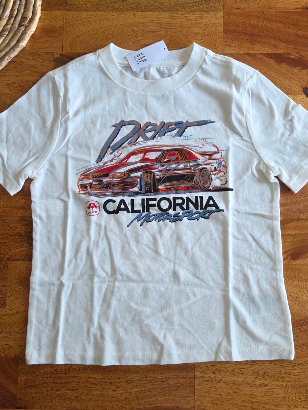 GAP Kids White Tee with Red Racing Car Graphic
